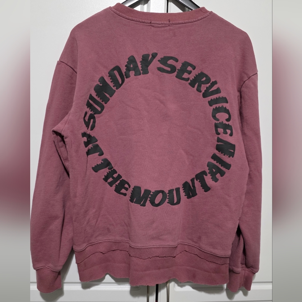 HBAT Kanye West Sunday Service Trust God Sweatshirt Pink Distressed Raw Hem - Picture 4 of 16